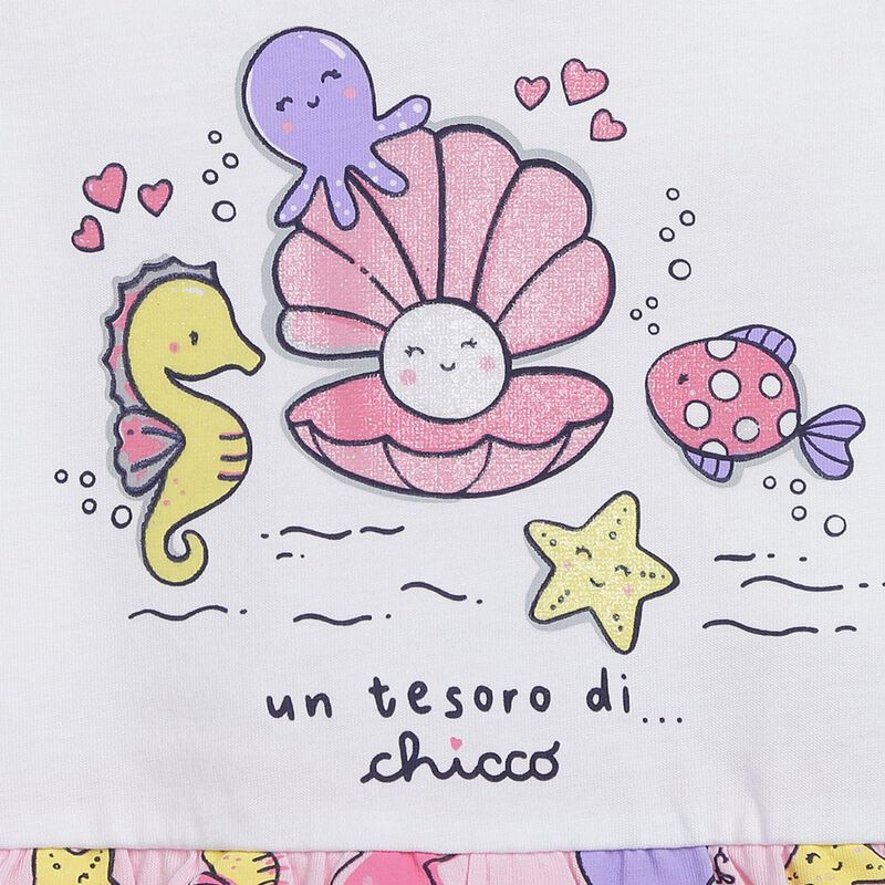 Girls Medium Pink Printed Short Sleeve Romper image number 2